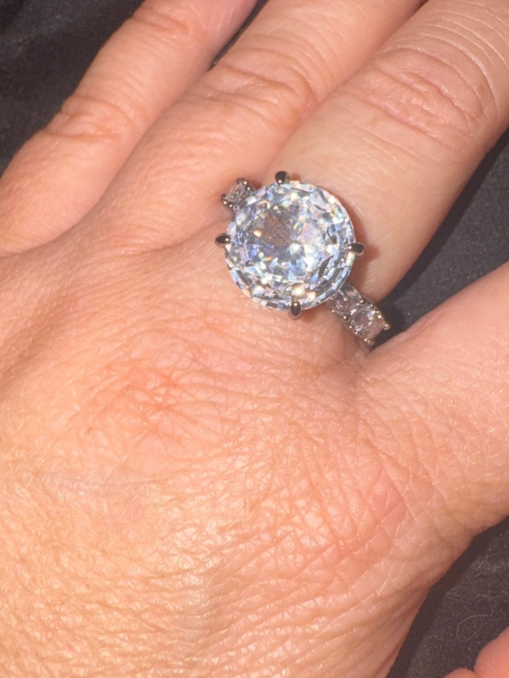 bp Silver-Tone Ring with Large Clear Center Stone SIZE 8